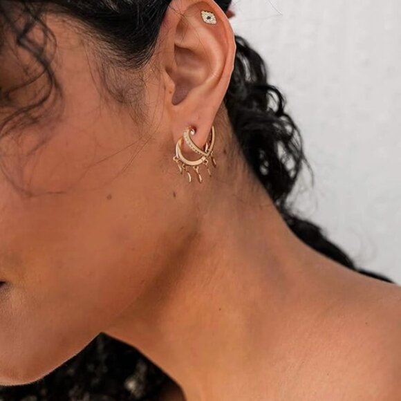 Hearts Lightweight cult gaia 14k Gold Earrings Elegant Hoops - Picture 5 of 5